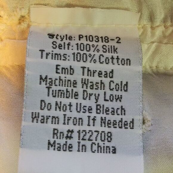 Johnny Was Eyelet Silk Long Sleeve Blouse - Picture 7 of 8